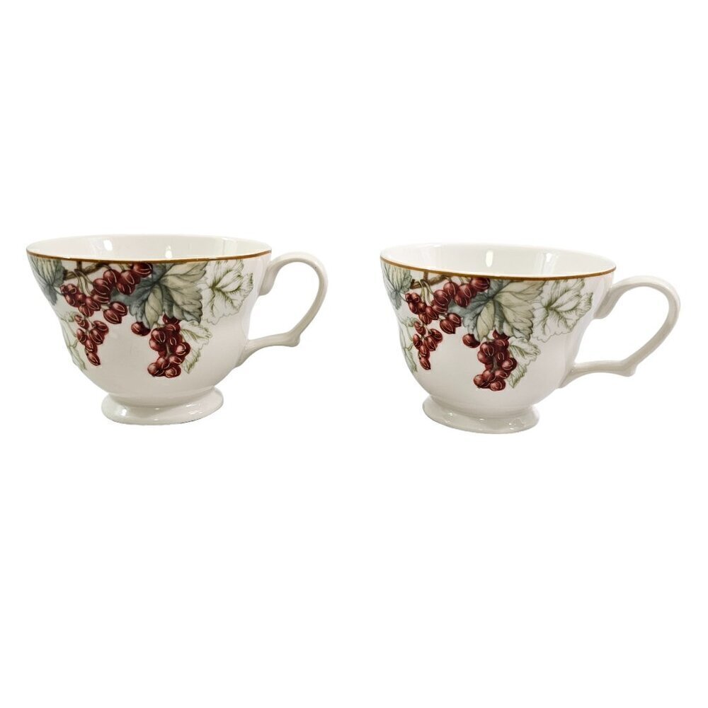 Charter Club Casuals Summer Grove 10 Oz Porcelain Berries Mugs Cups – Set of 2